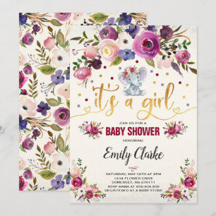 Baby shower éléphant Invitation Baby shower Boho