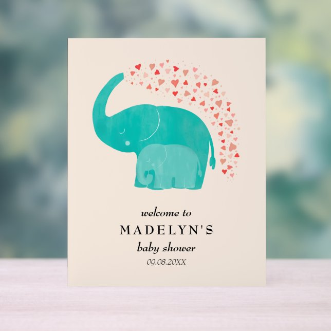 Baby shower Eléphant Mère et veau Bienvenue (Neutre)