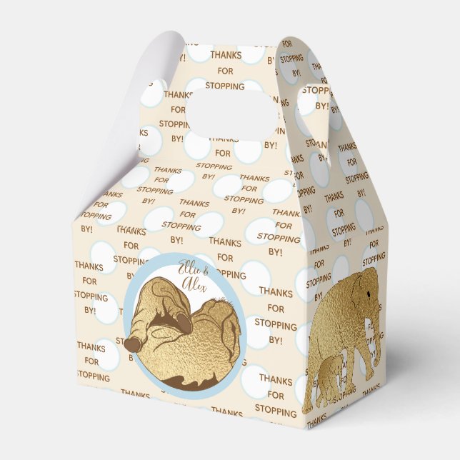 Baby Shower Elephant Mom and Baby Favor Box (Front Side)