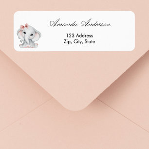 Baby Shower elephant rose gold return address
