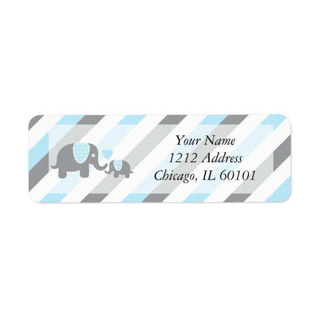 Baby shower Eléphants blanc, bleu et gris (Devant)