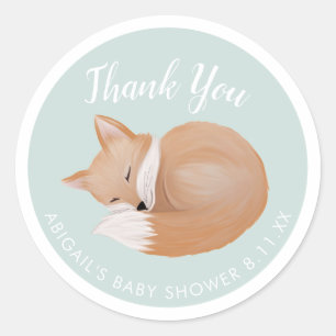 Baby shower en bois, Sticker rond Merci