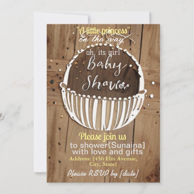 baby shower en bois texturé invitation Carte (Devant)