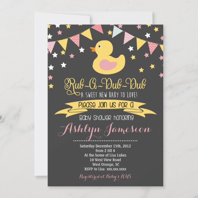 Baby shower en caoutchouc Ducky INvitation (Devant)