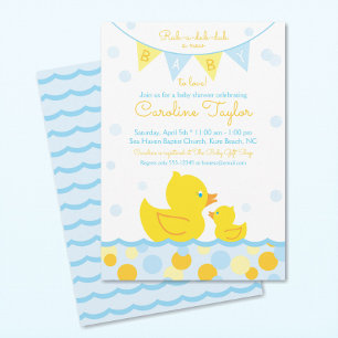 Baby shower en caoutchouc Ducky Invitation bleu et