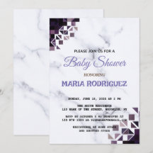 Baby Shower en Marbre Blanc pour Invitation