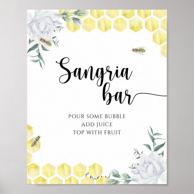 Baby shower en nid d'abeille - Affiche du bar à sa (Devant)