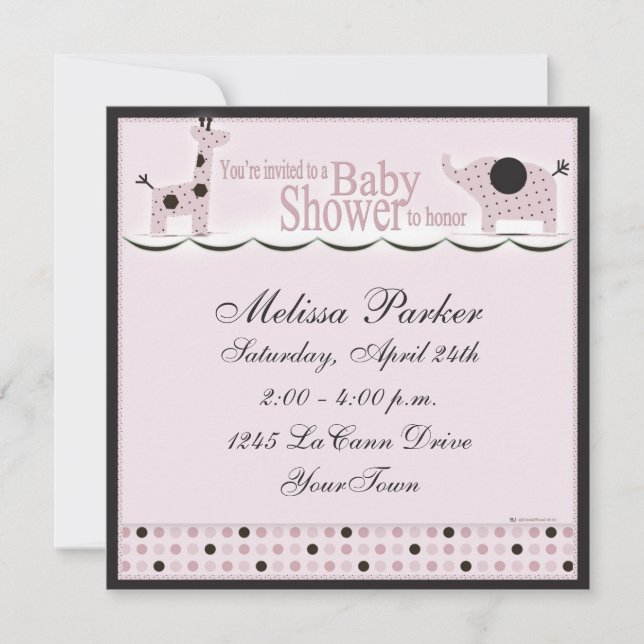 Baby shower en Poka rose Dots Invitation (Devant)