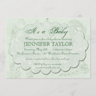 Baby shower en toile Vintage Invitation Vert