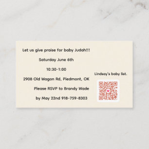 baby shower enclosure card