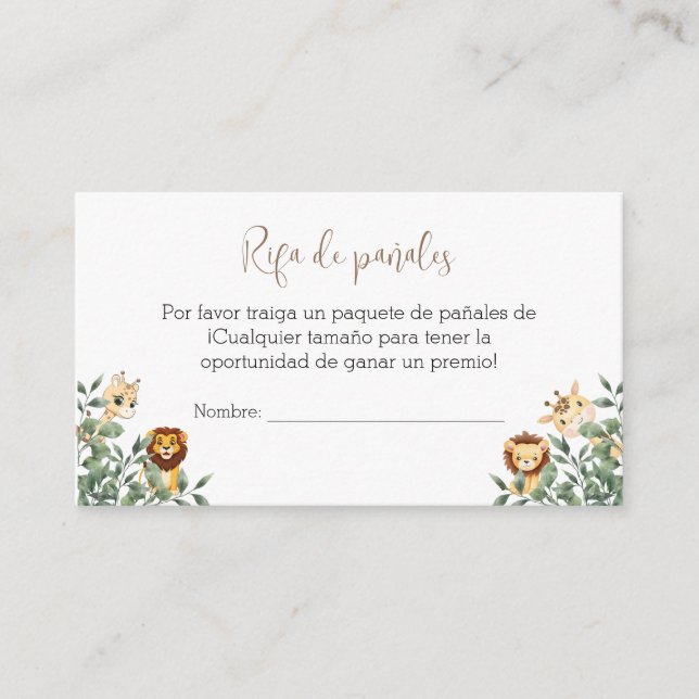 Baby Shower Enclosure Card With Baby Diaper Raffle (Front)