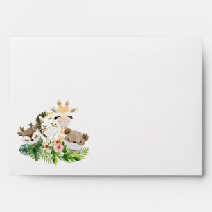Baby Shower Envelope Cute Gold Safari Friends