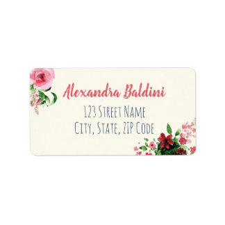 Baby shower Étiquette de adresse rose floral