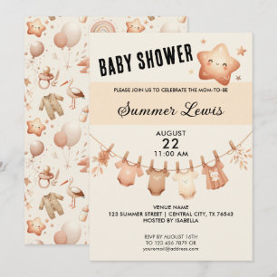 Baby shower étoile mignonne - Invitation de ligne