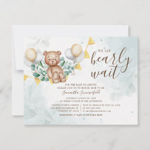 Baby Shower Eucalyptus Foliage and Bear Invitation