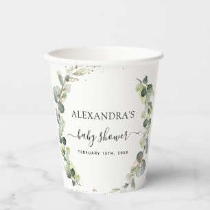 Baby Shower Eucalyptus Greenery Boho Paper Cups