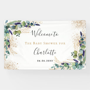 Baby Shower eucalyptus greenery elegant welcome  Banner