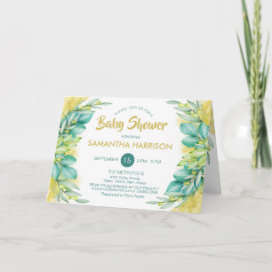 Baby Shower Eucalyptus Leaves Diaper Raffle 2 in 1 Invitation