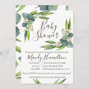 Baby shower Eucalyptus vert Invitation