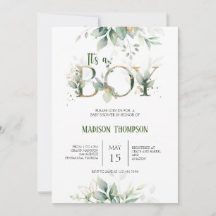 Baby shower Eucalyptus vert Invitation