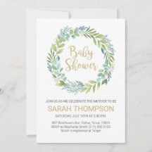 Baby shower Eucalyptus vert Invitation