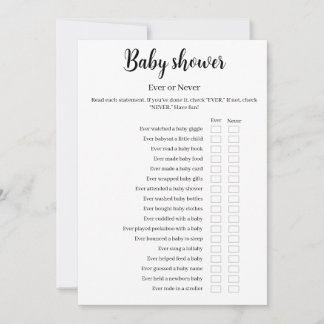 Baby Shower Ever or Never Game, Printable Invitation