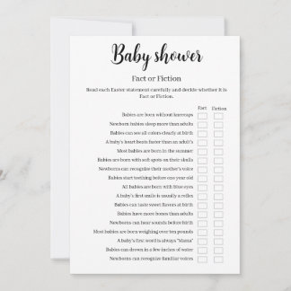 Baby Shower Fact or Fiction Game, Baby Trivia Invitation