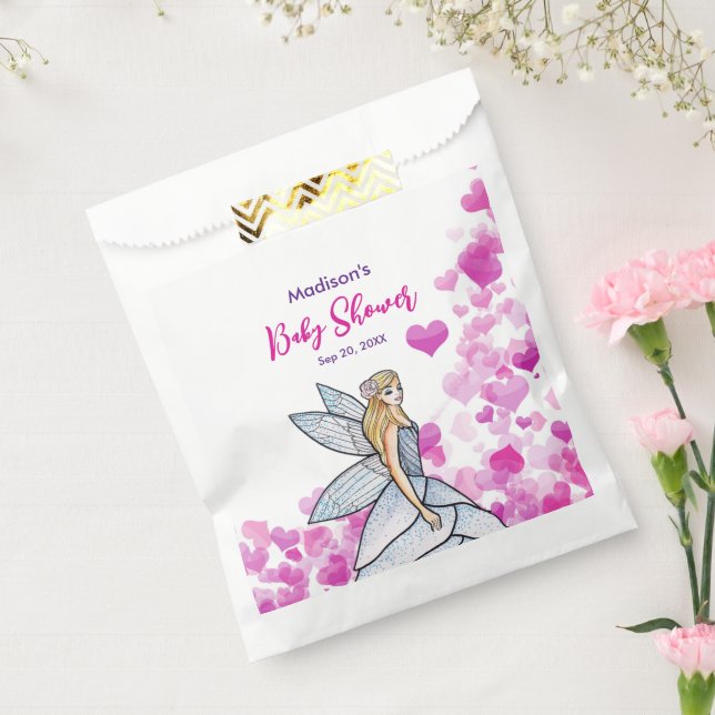 Baby Shower Fairy Princess Pink Hearts Fashion Favour Bag (Sealed)
