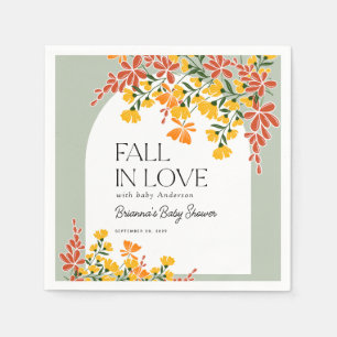 Baby Shower Fall In Love Autumn Floral Baby Napkin