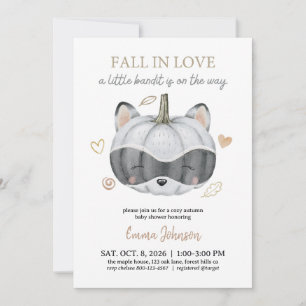 Baby Shower Fall in Love Autumn Pumpkin Raccoon Invitation