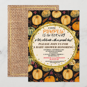 Baby Shower Fall Pumpkin Rustic Burlap Wood unisex Invitation