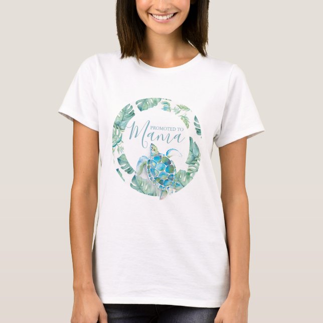 Baby Shower Family Shirts Mama Tropical Turtle (Front)