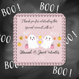Baby shower Fantômes Merci Favoriser Stickers Rose