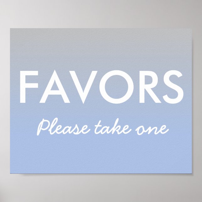 Baby shower Faveurs Poster Ombre Blue Silver (Devant)