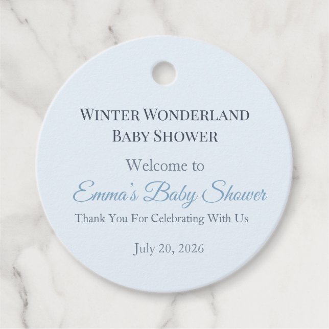Baby Shower Favor Tag | Winter Wonderland (Front)