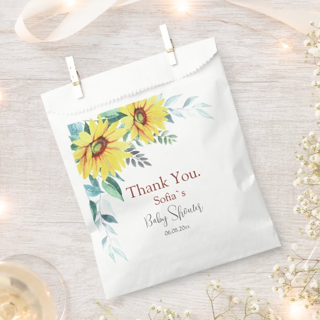Baby shower Favoriser Sacs avec des tournesols aqu (Coupé)