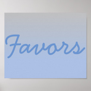 Baby Shower Favors Poster Ombre Blue Silver