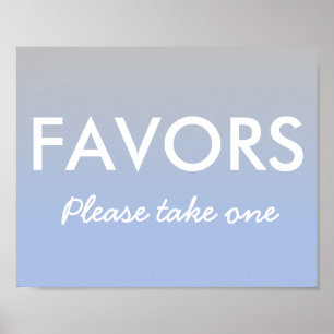 Baby Shower Favors Poster Ombre Blue Silver