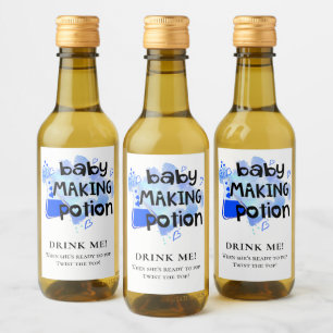 Baby Shower Favour Baby Making Potion Blue Hearts Wine Label