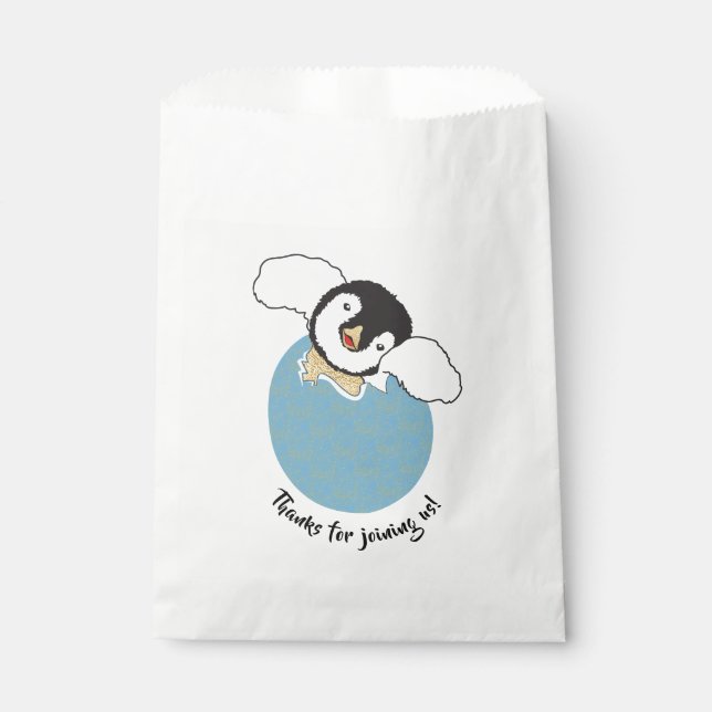 Baby Shower Favour Bag, Blue, Baby Penguin Favour Bag (Front)