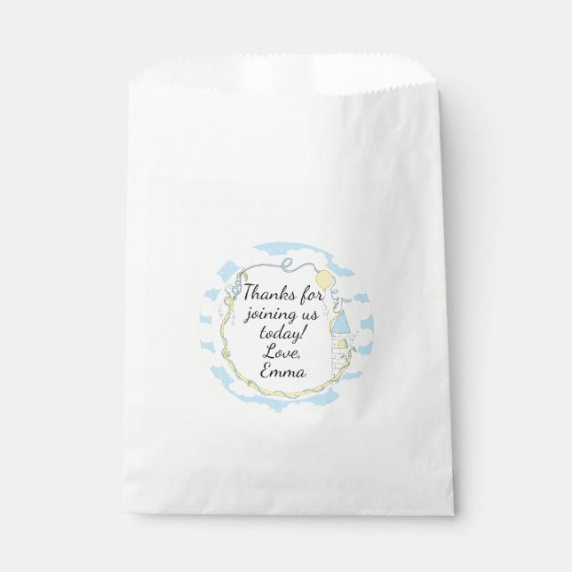 Baby Shower Favour Bag, Blue, Castle in the Sky Bag (Front)