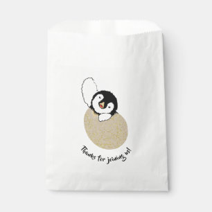 Baby Shower Favour Bag, Gold, Baby Penguin Bag