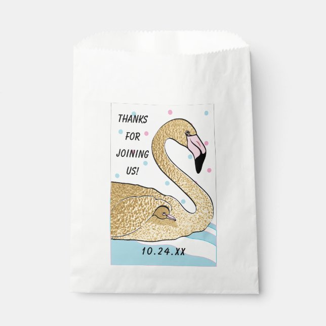 Baby Shower Favour Bag, Gold Flamingo Baby & Mommy Favour Bag (Front)