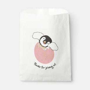 Baby Shower Favour Bag, Pink, Baby Penguin Bag