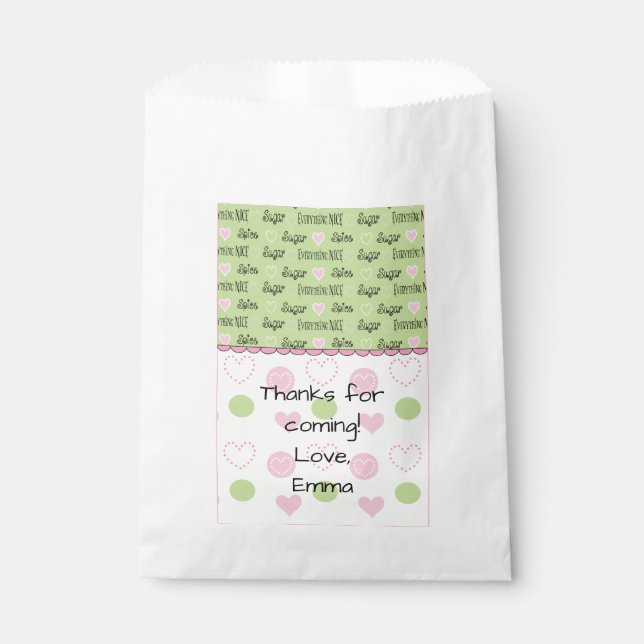 Baby Shower Favour Bag, "Sugar and Spice" Favour Bag (Front)