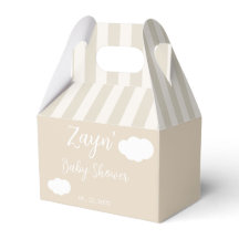 Baby Shower Favour Box Blue Clouds Cute Minimal De