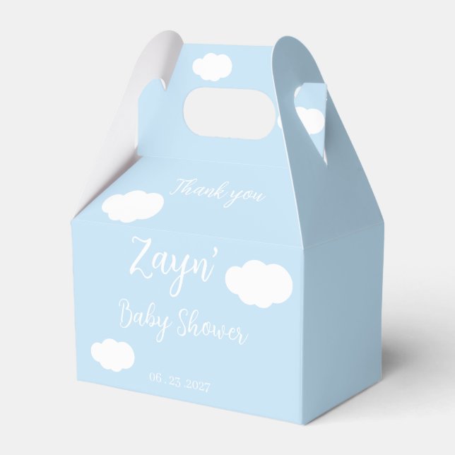 Baby Shower Favour Box Blue Clouds Cute Minimal De (Front Side)