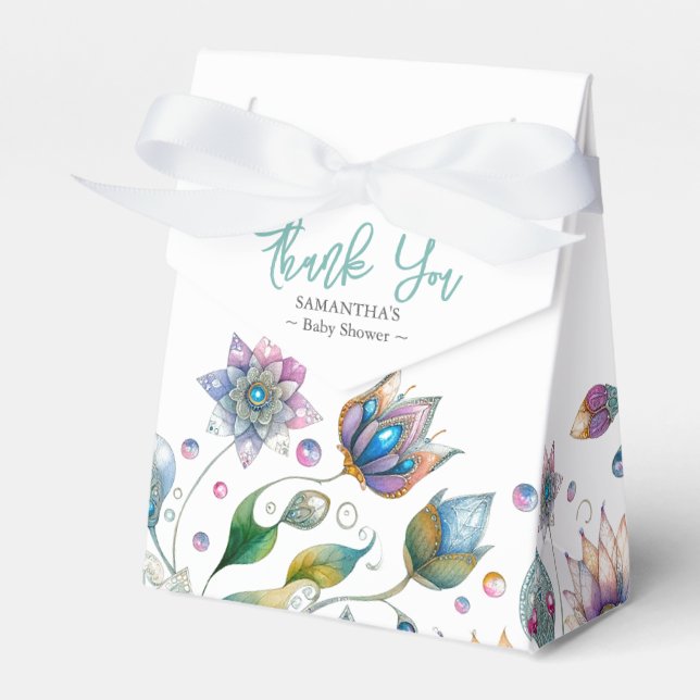 Baby Shower Favour Boxes Watercolor Florals (Front Side)