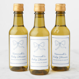 Baby Shower Favour Personalized Blue Bow Wine Labe Label