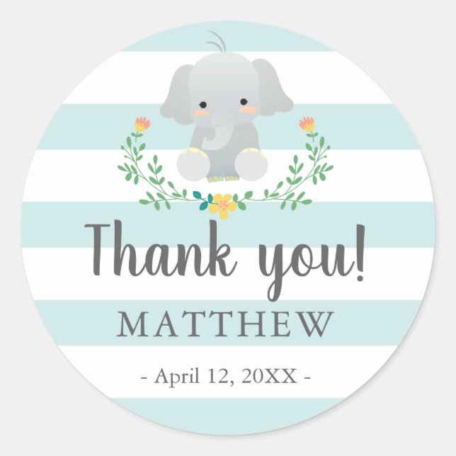 Baby shower favour sticker for baby boy (Front)
